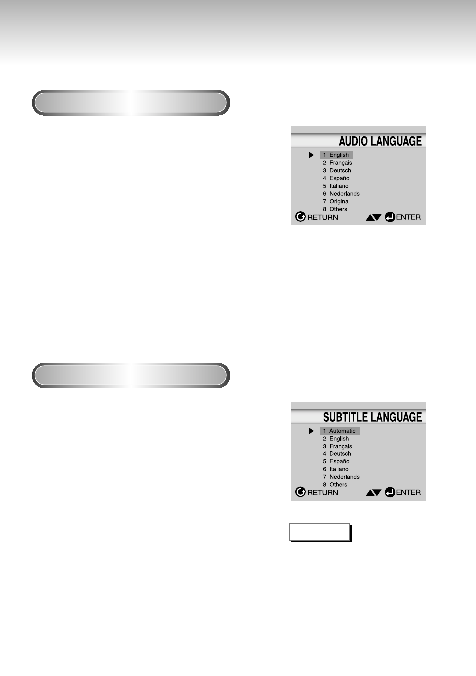 Setting up the language features | Samsung DVD-S321-XAA User Manual | Page 42 / 50