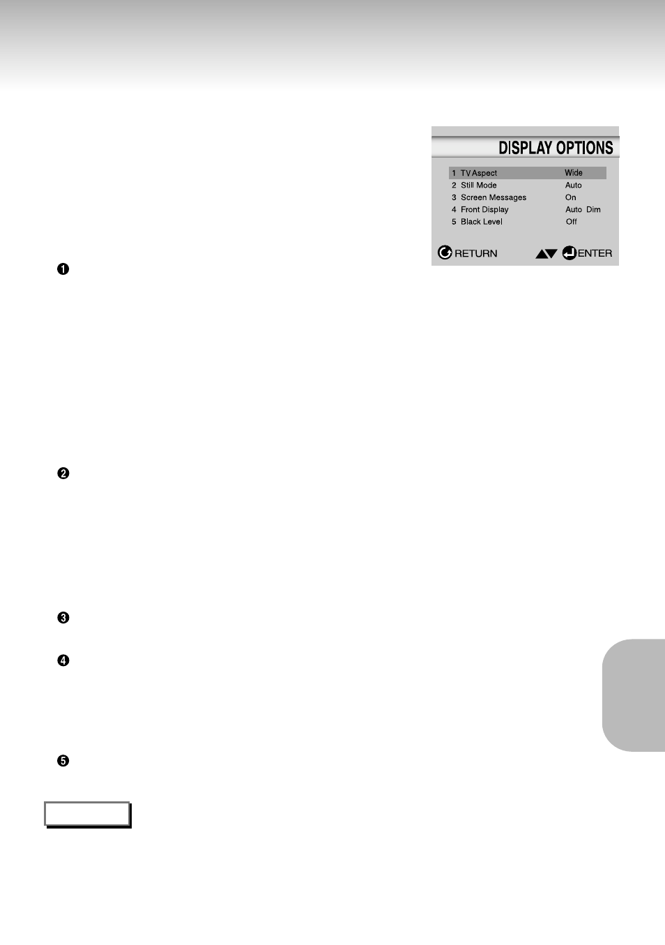 Setting up the display options | Samsung DVD-S321-XAA User Manual | Page 45 / 50