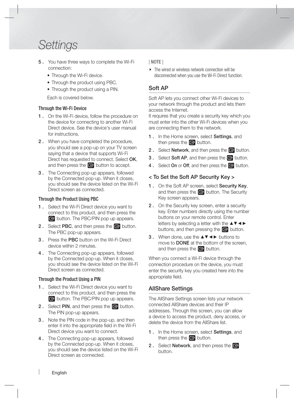 Settings | Samsung HT-EM53C-ZA User Manual | Page 34 / 64