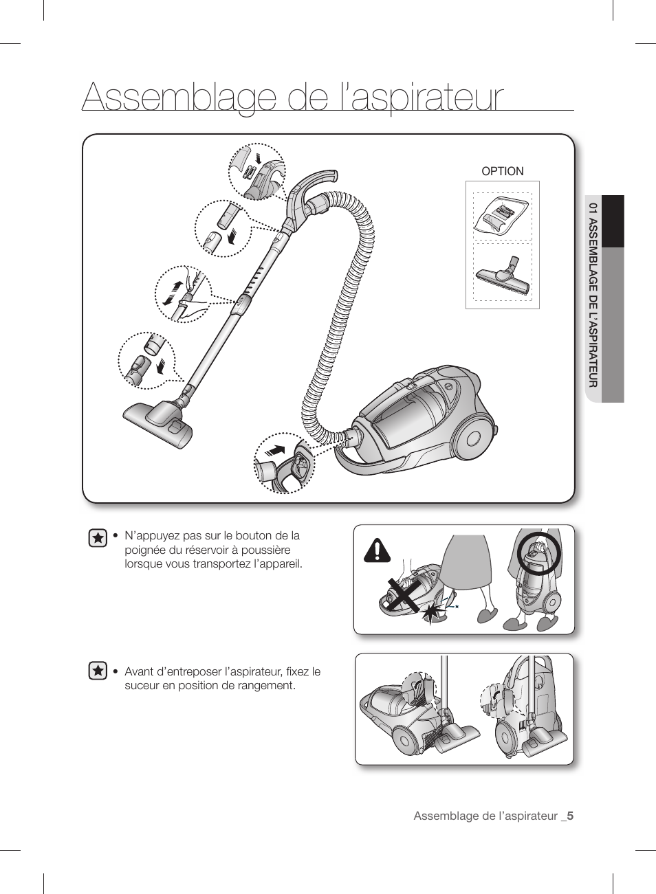 Assemblage de l’aspirateur | Samsung VCC88B0H1K-XAA User Manual | Page 21 / 48
