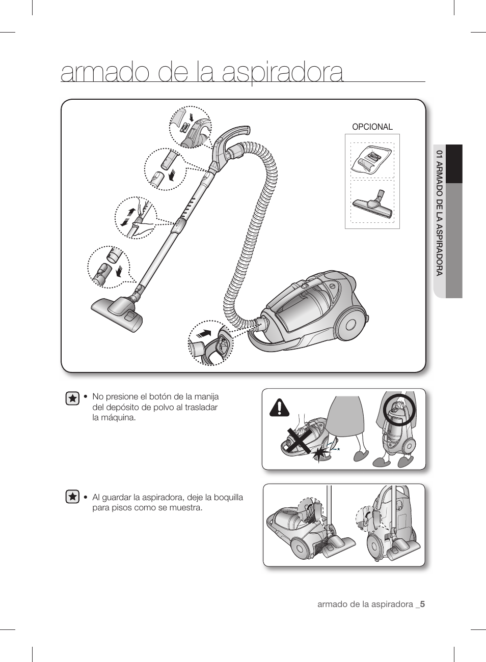 Armado de la aspiradora | Samsung VCC88B0H1K-XAA User Manual | Page 37 / 48