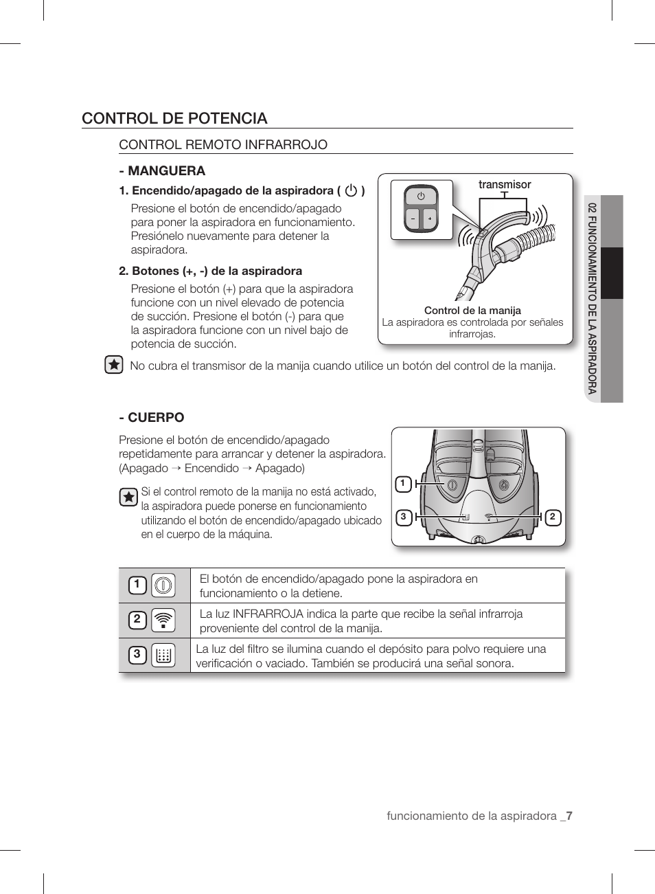 Control de potencia | Samsung VCC88B0H1K-XAA User Manual | Page 39 / 48