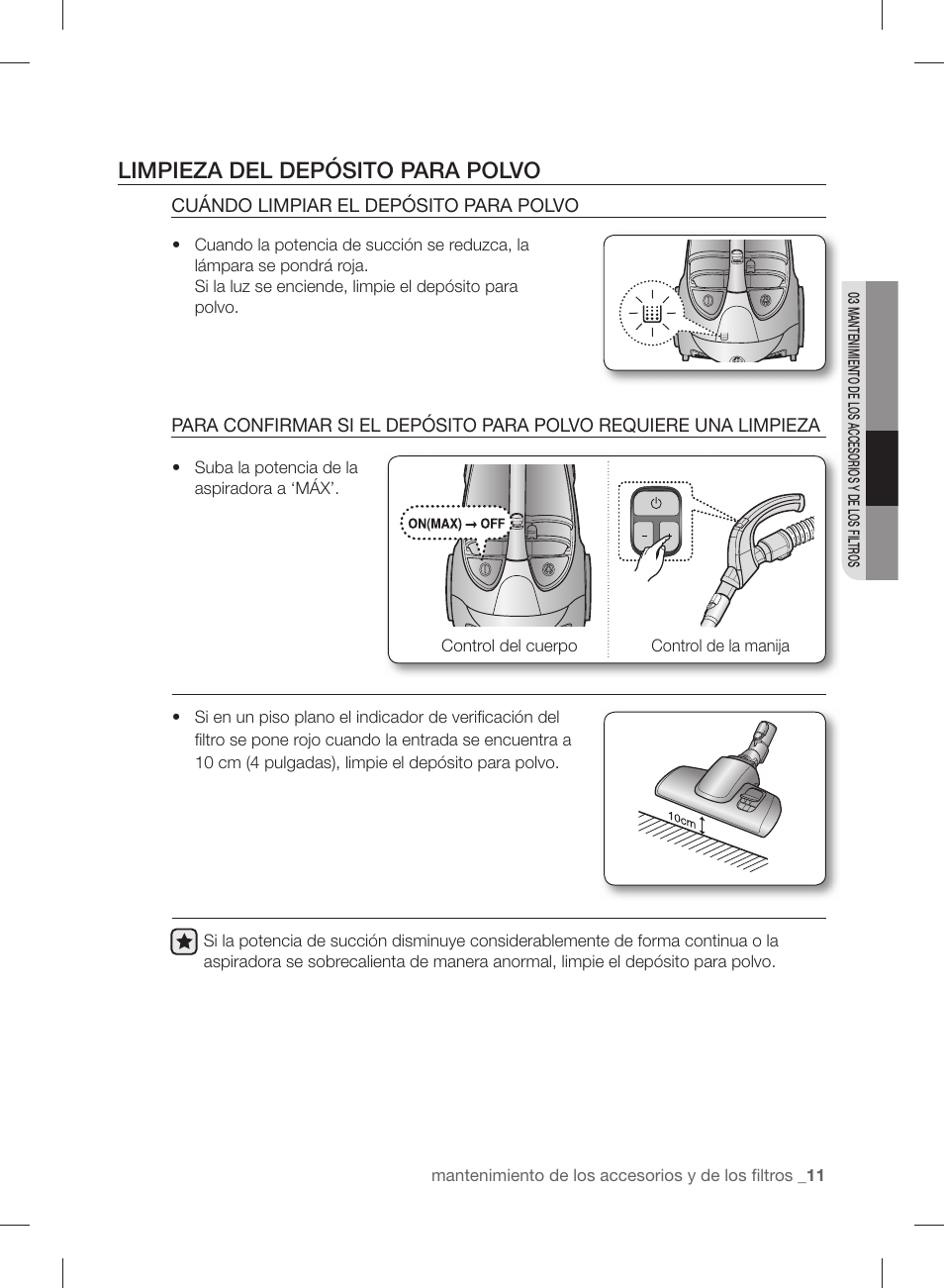 Limpieza del depósito para polvo | Samsung VCC88B0H1K-XAA User Manual | Page 43 / 48