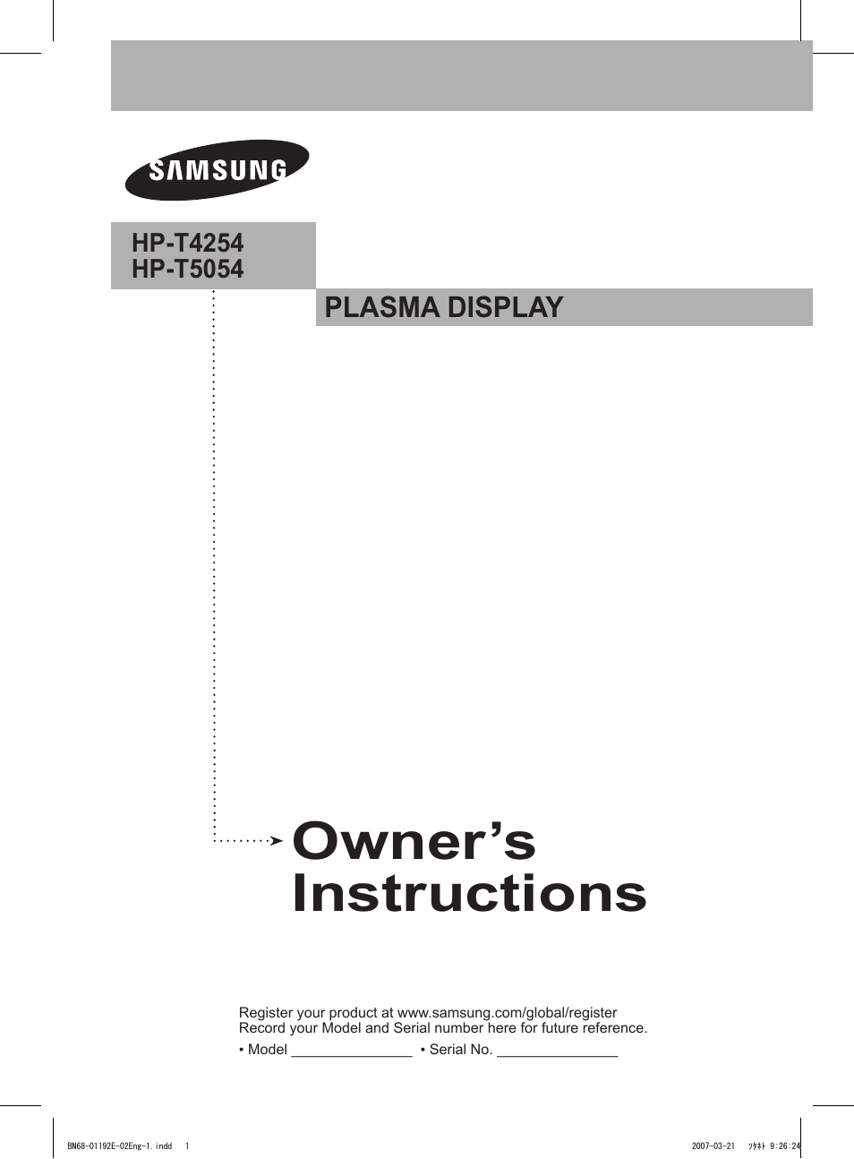 Samsung HPT5054X-XAA User Manual | 144 pages