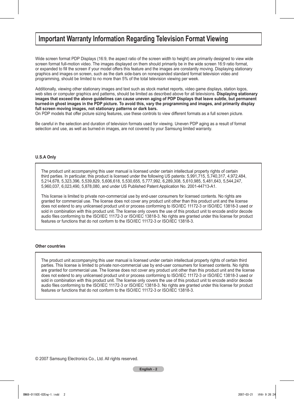 Samsung HPT5054X-XAA User Manual | Page 2 / 144