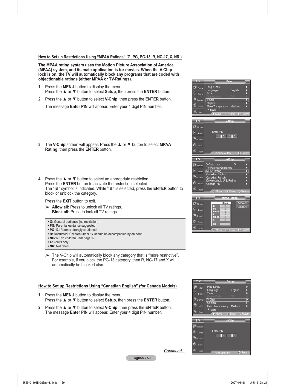 Symbol is indicated. while | Samsung HPT5054X-XAA User Manual | Page 59 / 144