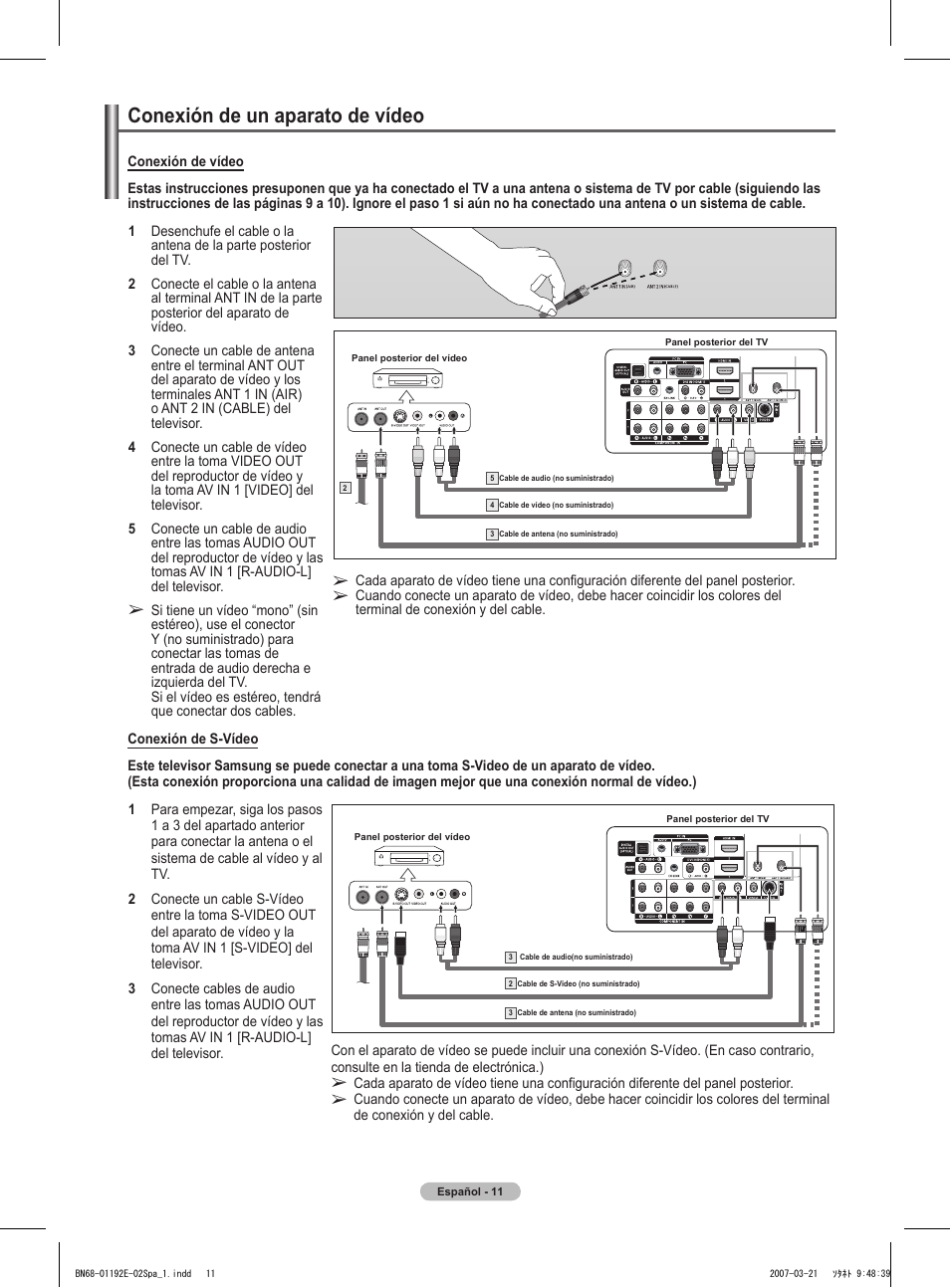 Conexión de un aparato de vídeo | Samsung HPT5054X-XAA User Manual | Page 82 / 144