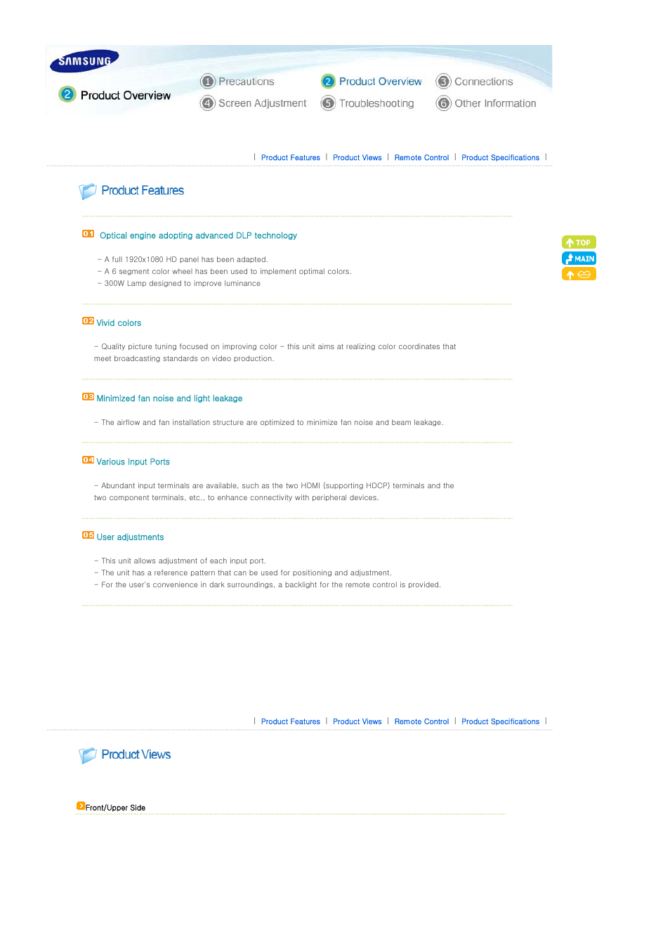 Product overview, Product features, Product views | Samsung SPA800BX-XAA User Manual | Page 8 / 42