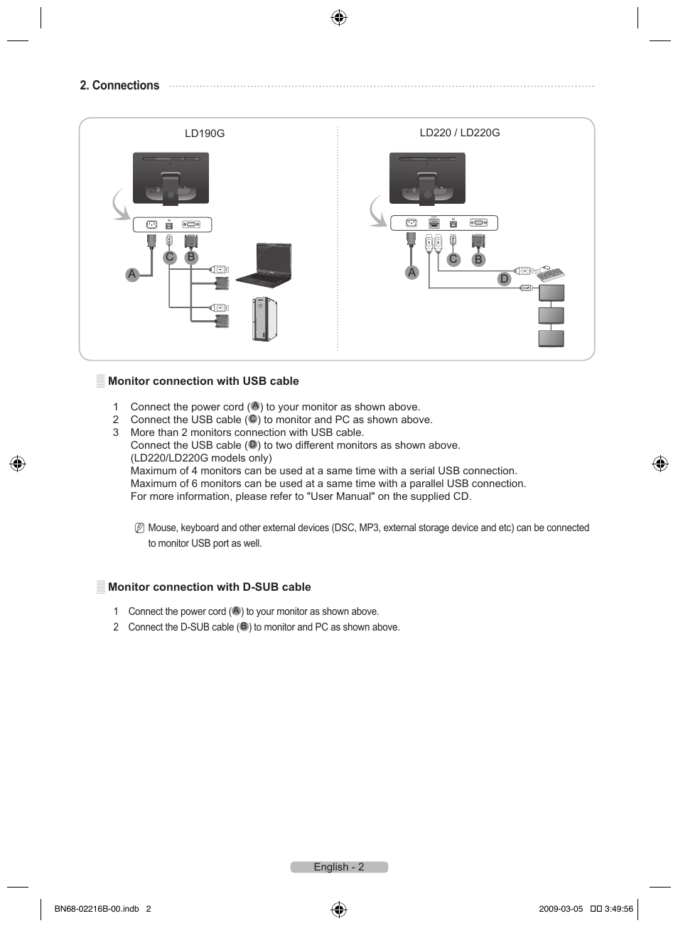 Connections | Samsung LS22LFUGFT-ZA User Manual | Page 4 / 28