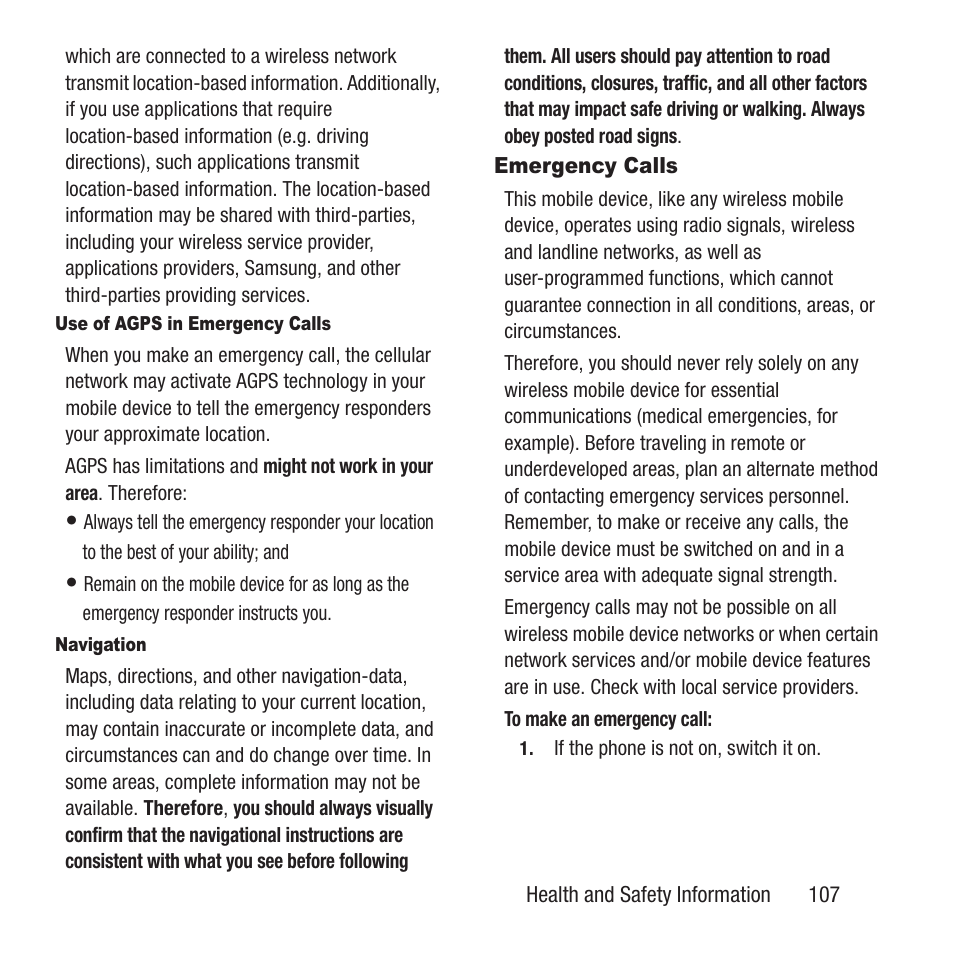 Emergency calls | Samsung SGH-A157ZKAATT User Manual | Page 111 / 136