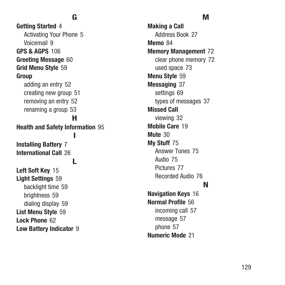 Samsung SGH-A157ZKAATT User Manual | Page 133 / 136