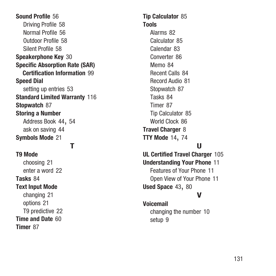 Samsung SGH-A157ZKAATT User Manual | Page 135 / 136