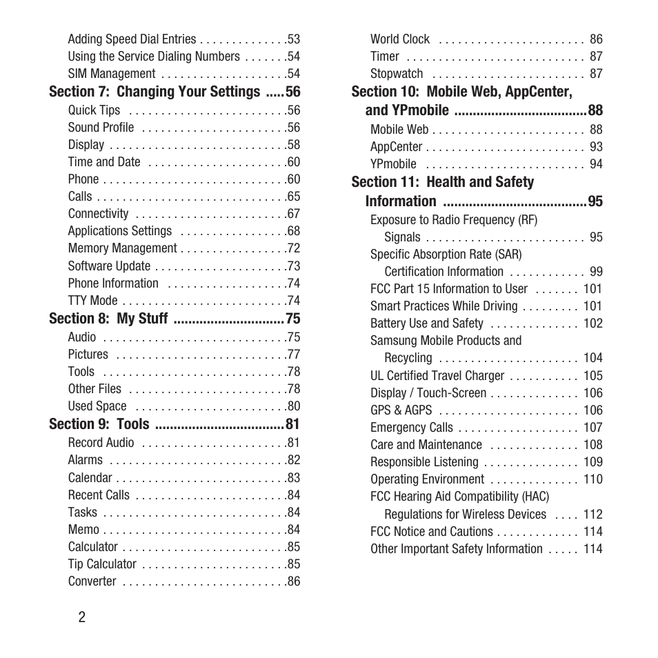 Samsung SGH-A157ZKAATT User Manual | Page 6 / 136