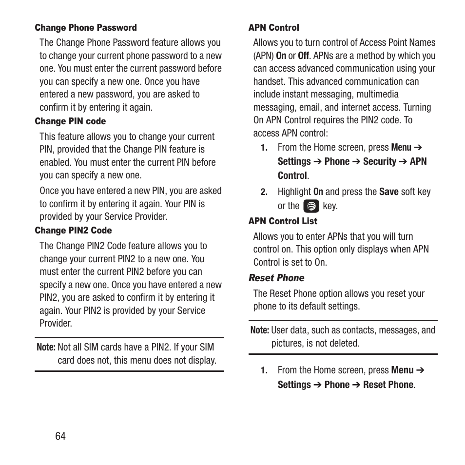 For more, Information, refer to “change phone | Samsung SGH-A157ZKAATT User Manual | Page 68 / 136