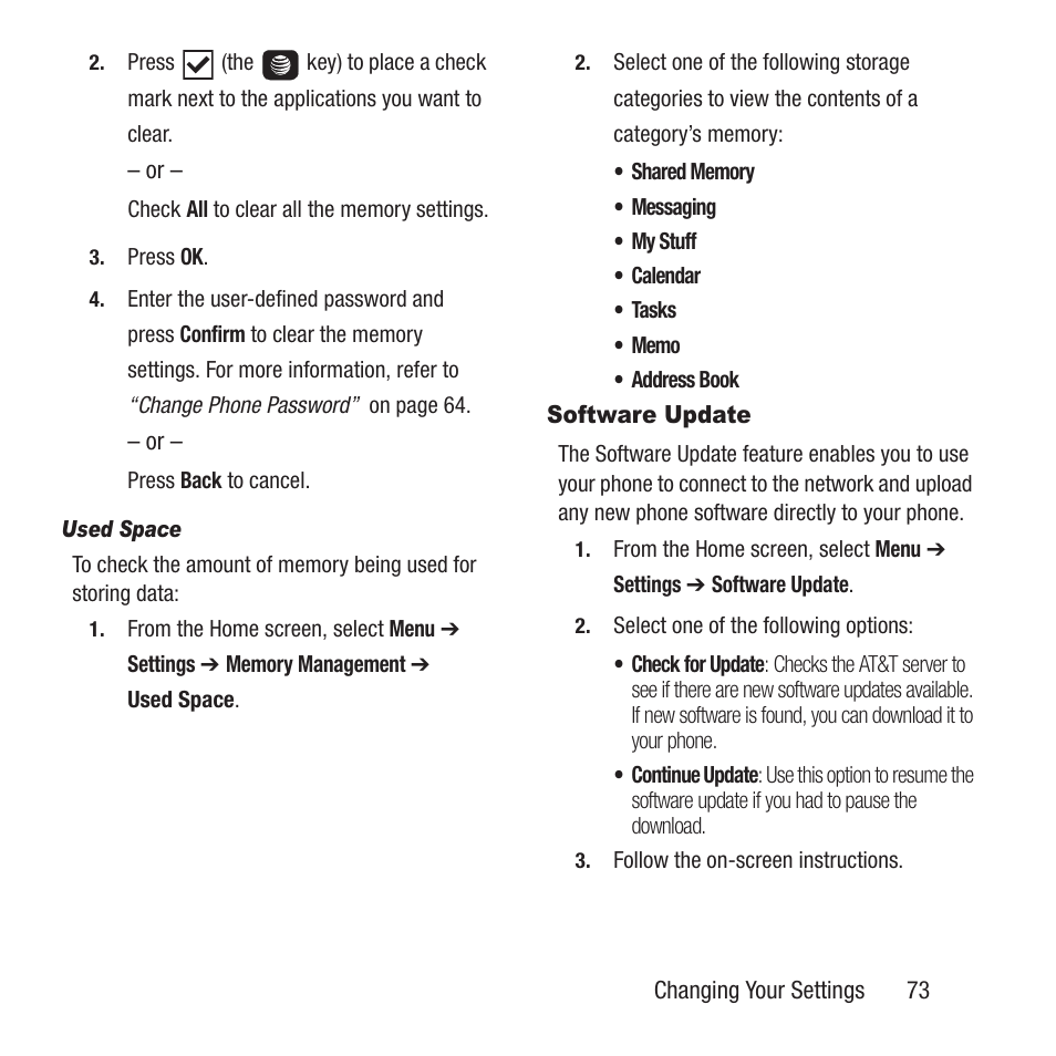 Software update | Samsung SGH-A157ZKAATT User Manual | Page 77 / 136