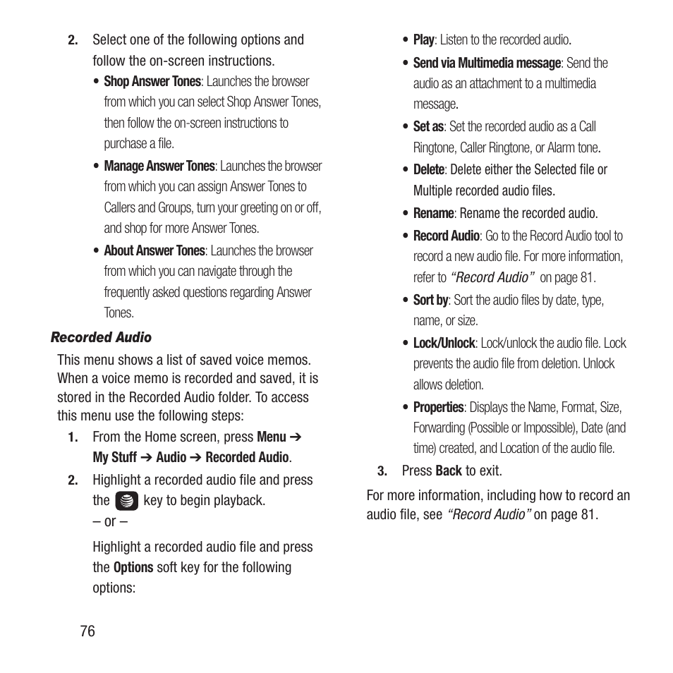 Samsung SGH-A157ZKAATT User Manual | Page 80 / 136