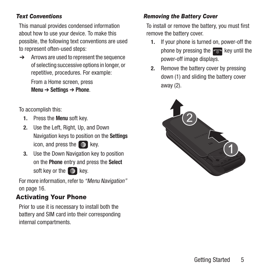 Activating your phone | Samsung SGH-A157ZKAATT User Manual | Page 9 / 136