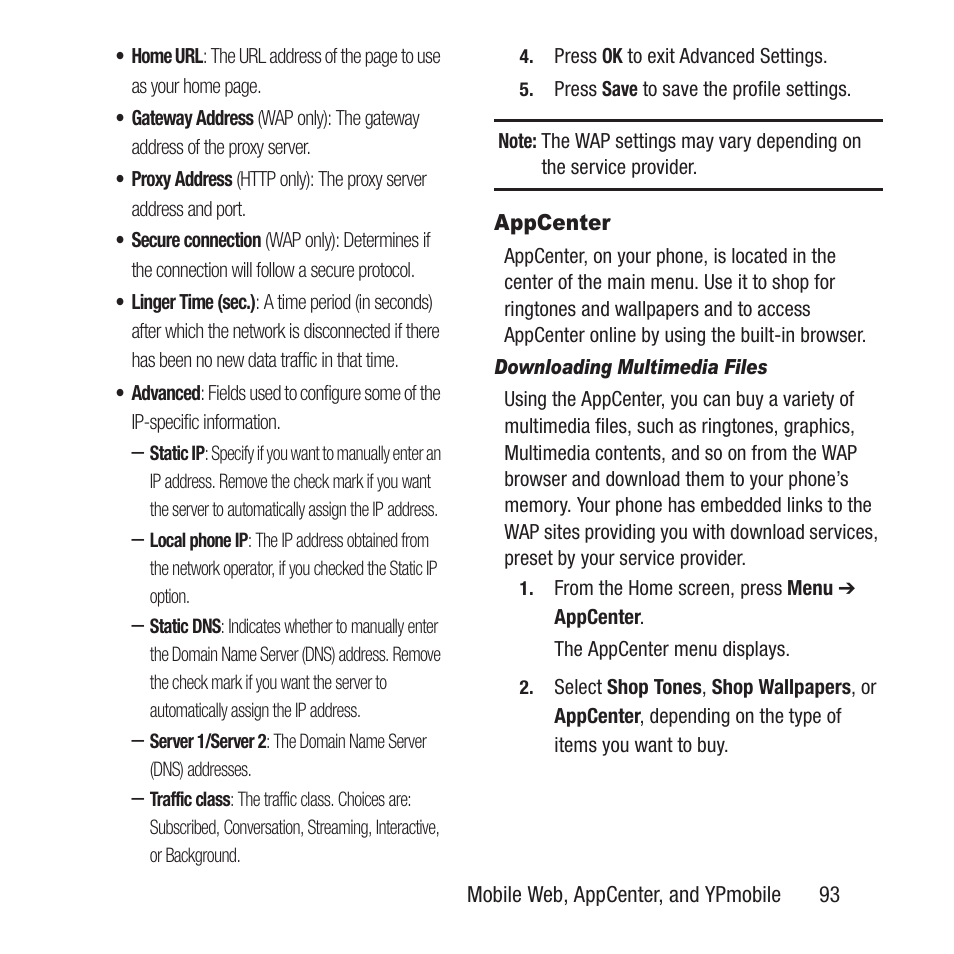 Appcenter, For more information | Samsung SGH-A157ZKAATT User Manual | Page 97 / 136