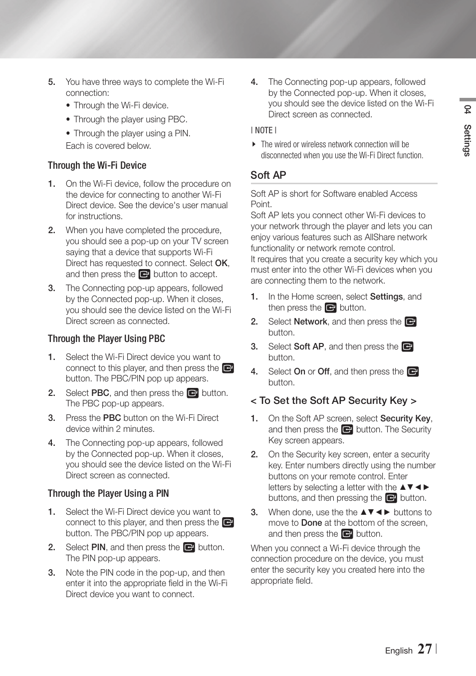 Soft ap | Samsung BD-EM59C-ZA User Manual | Page 27 / 57