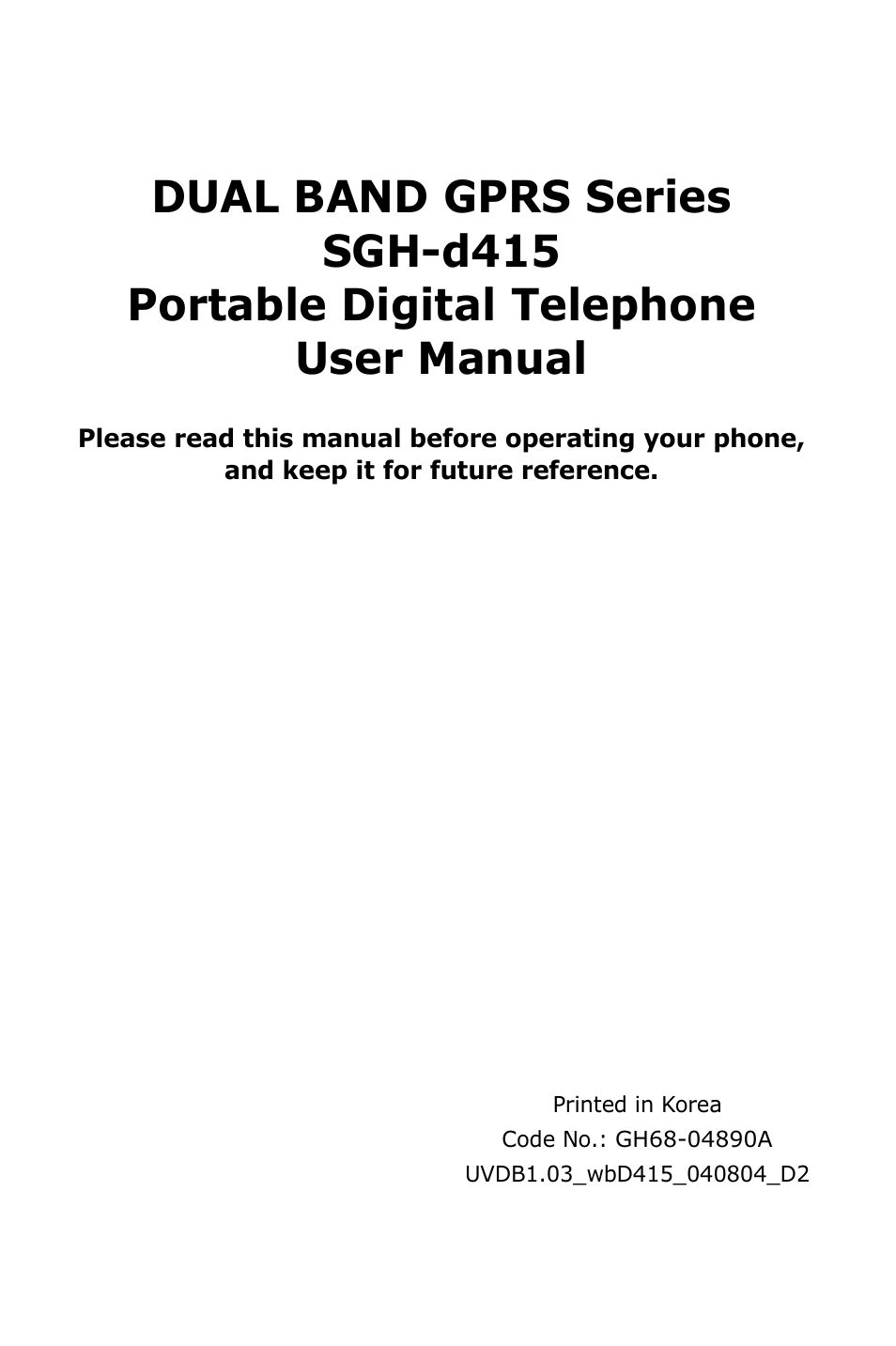 Samsung SGH-D415MSATMB User Manual | 200 pages