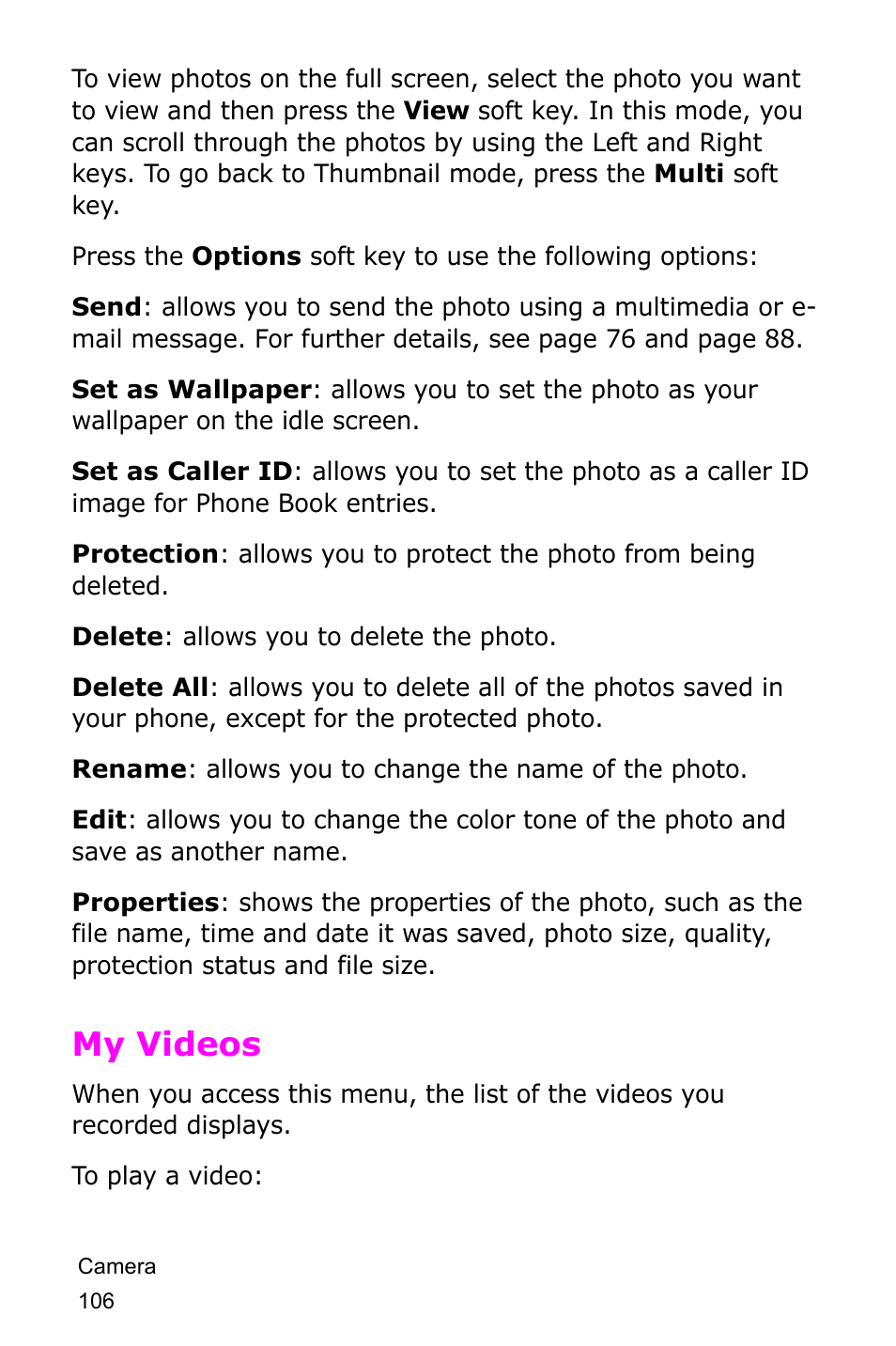 My videos | Samsung SGH-D415MSATMB User Manual | Page 109 / 200