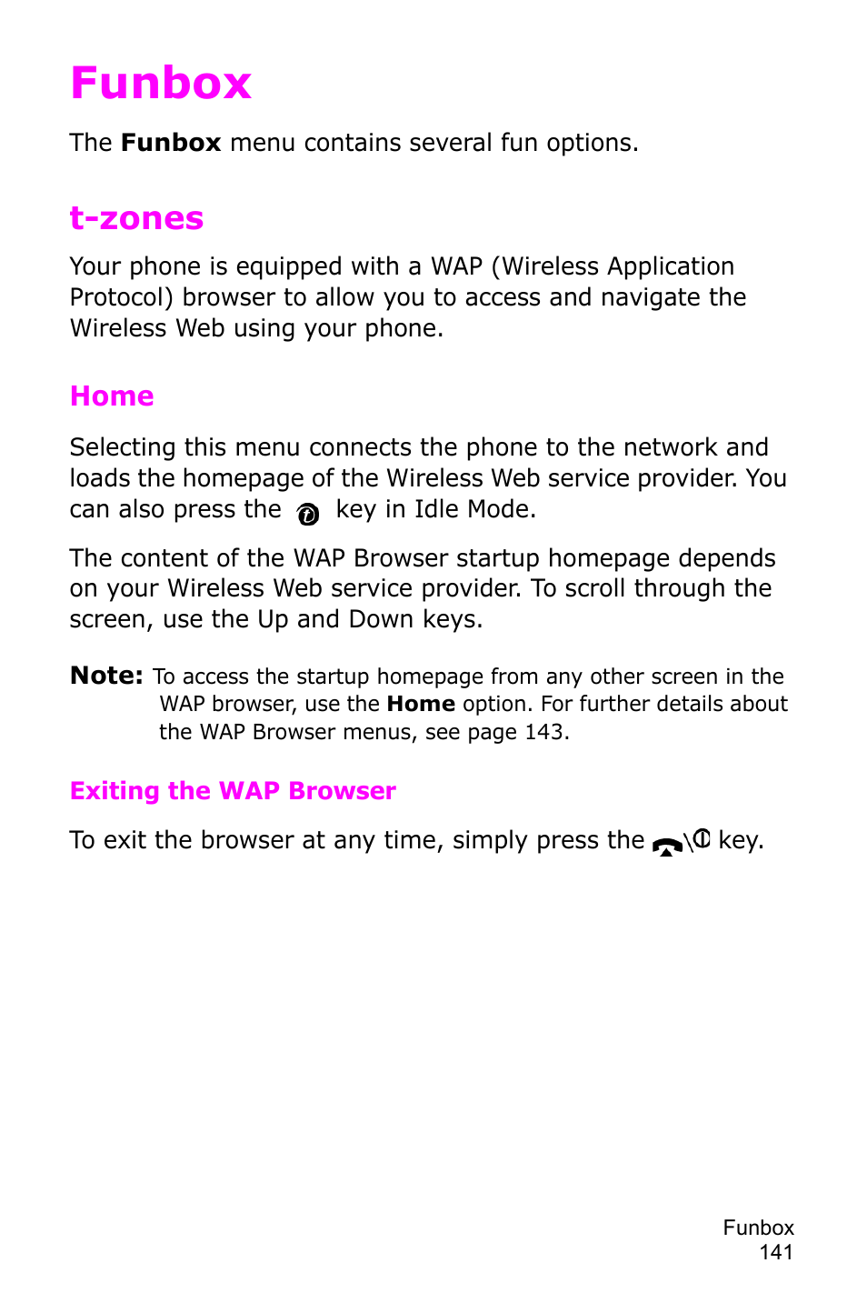 Funbox, T-zones | Samsung SGH-D415MSATMB User Manual | Page 144 / 200