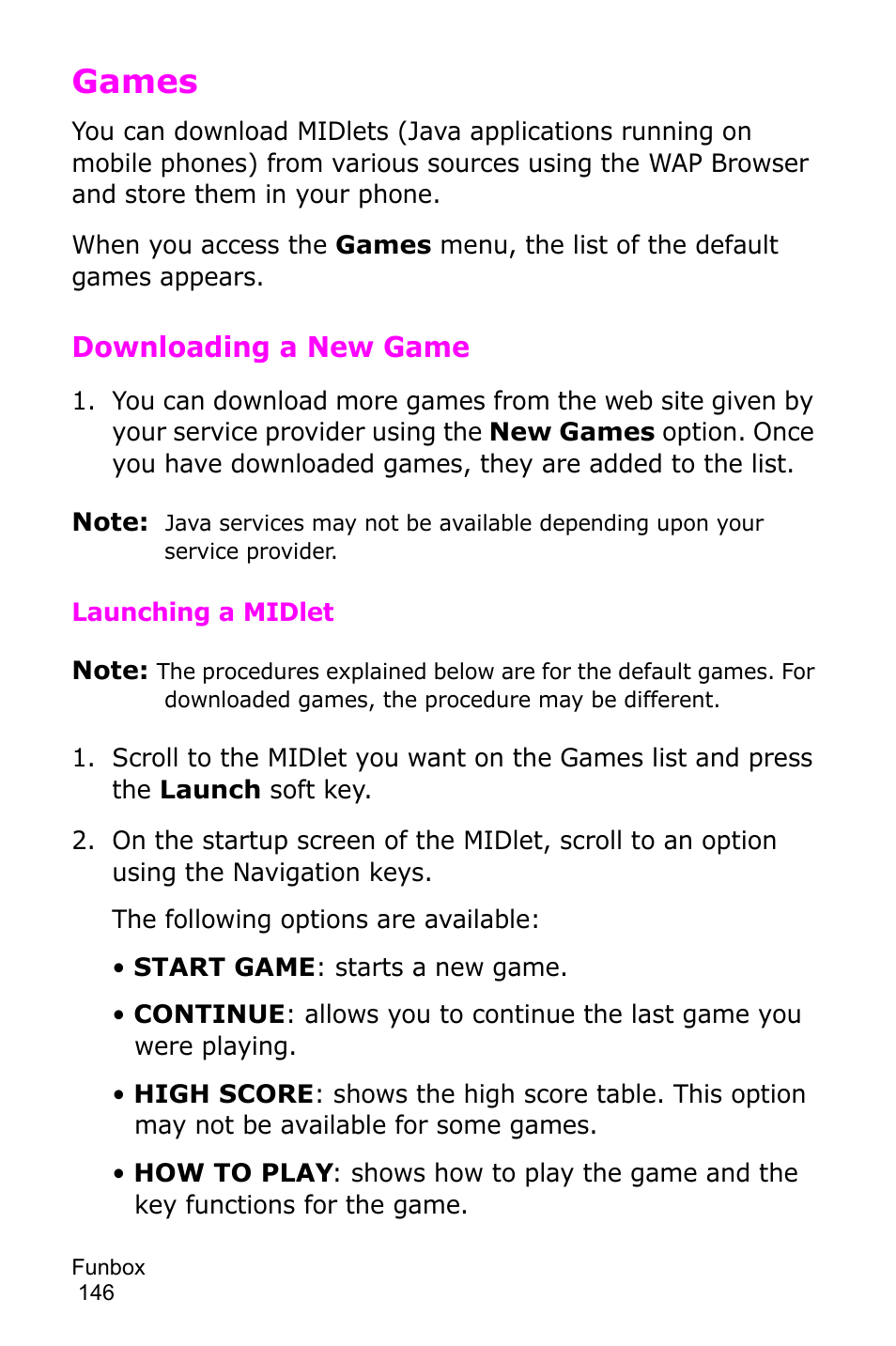 Games, Downloading a new game | Samsung SGH-D415MSATMB User Manual | Page 149 / 200