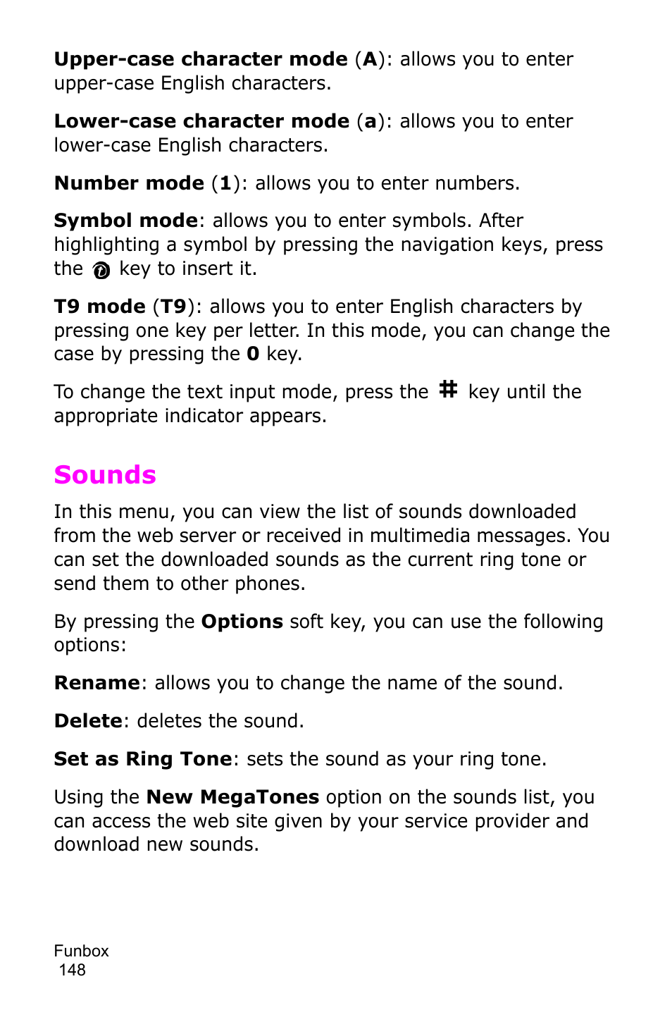 Sounds | Samsung SGH-D415MSATMB User Manual | Page 151 / 200