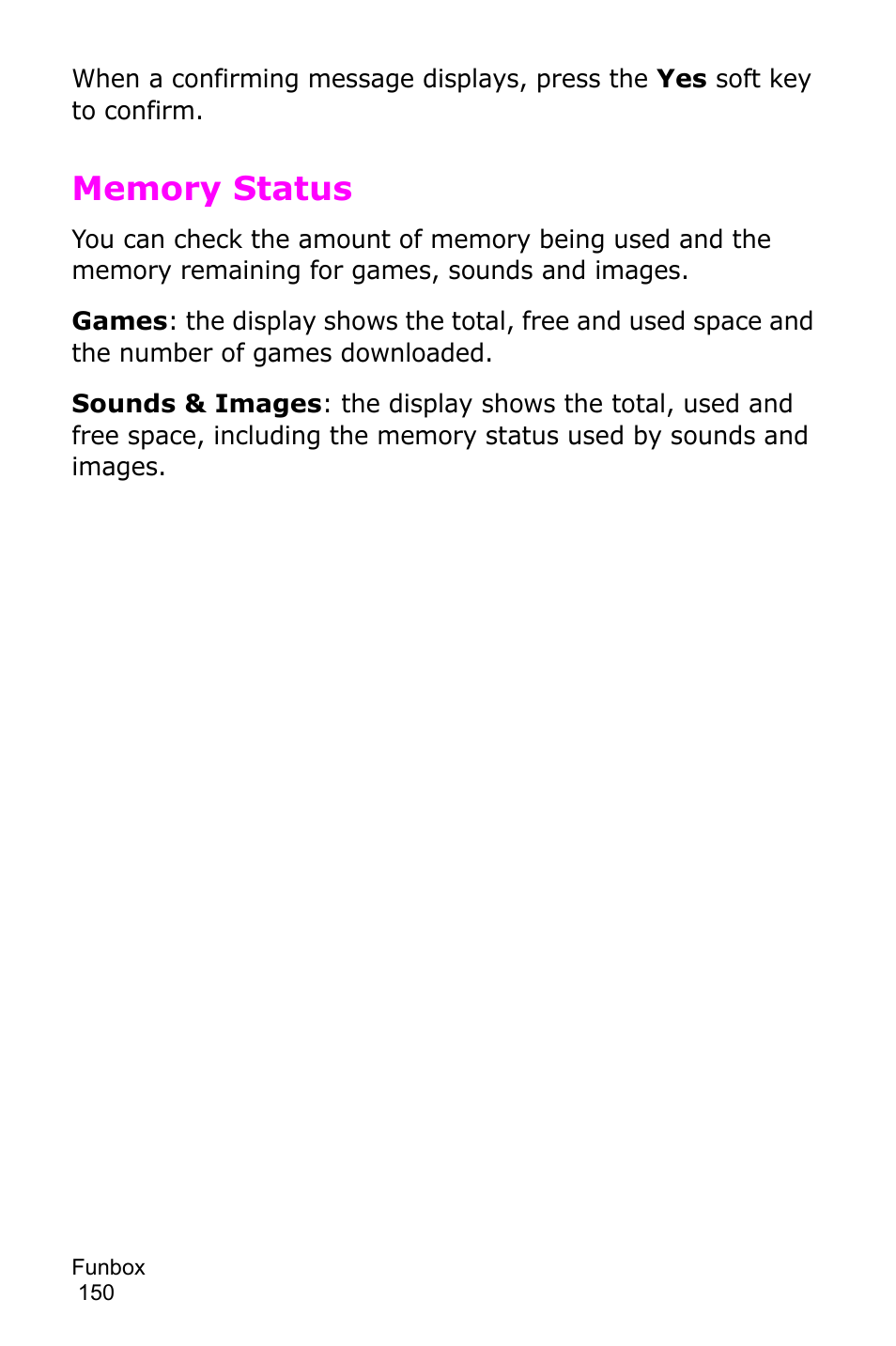 Memory status | Samsung SGH-D415MSATMB User Manual | Page 153 / 200