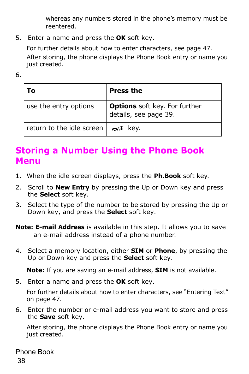 Storing a number using the phone book menu | Samsung SGH-D415MSATMB User Manual | Page 41 / 200