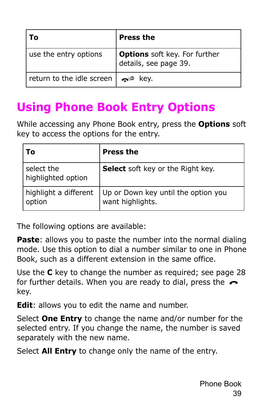 Using phone book entry options | Samsung SGH-D415MSATMB User Manual | Page 42 / 200