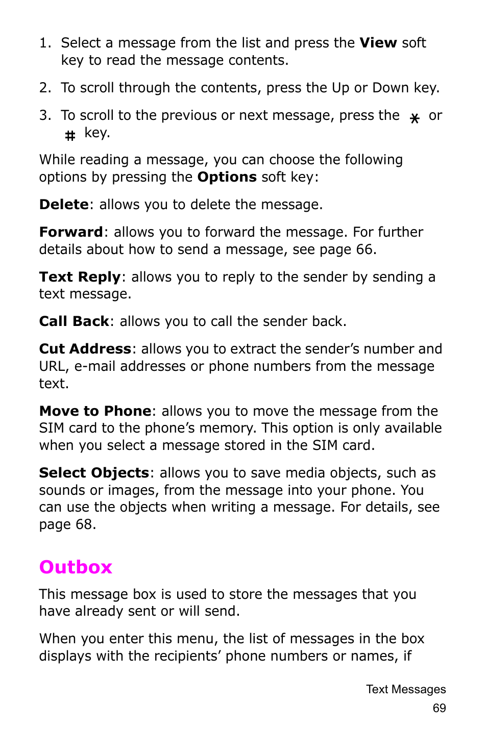 Outbox | Samsung SGH-D415MSATMB User Manual | Page 72 / 200