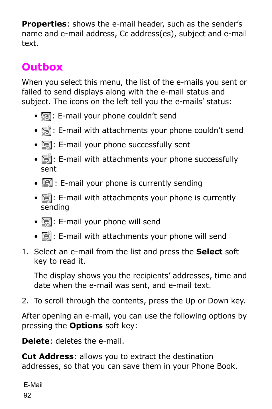 Outbox | Samsung SGH-D415MSATMB User Manual | Page 95 / 200