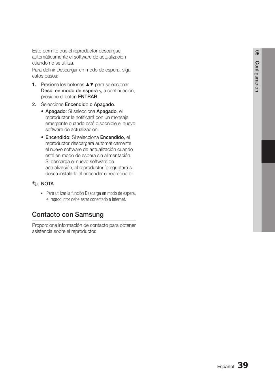 Contacto con samsung | Samsung BD-D5300-ZA User Manual | Page 107 / 142