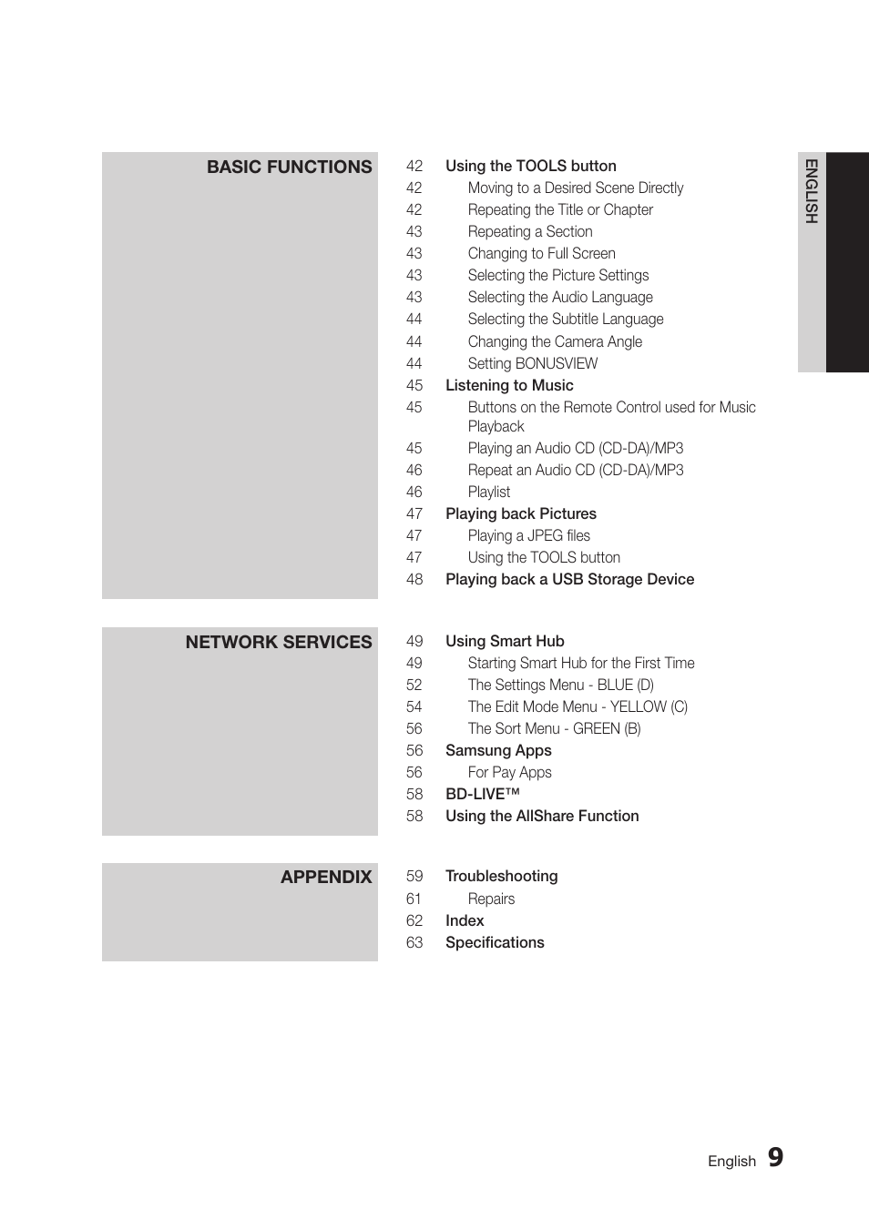 Samsung BD-D5300-ZA User Manual | Page 9 / 142