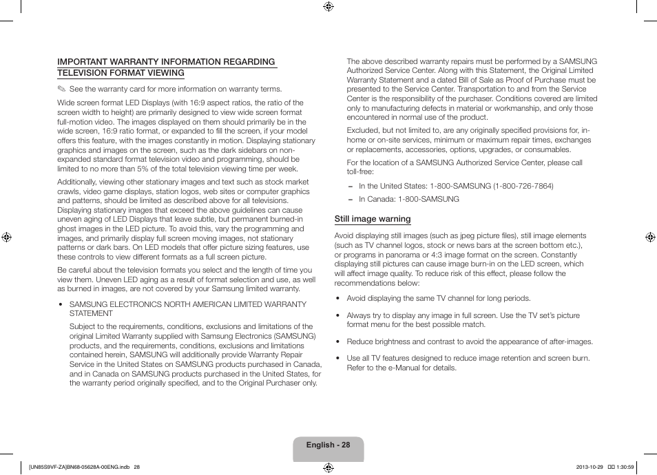 Samsung UN85S9VFXZA User Manual | Page 28 / 30