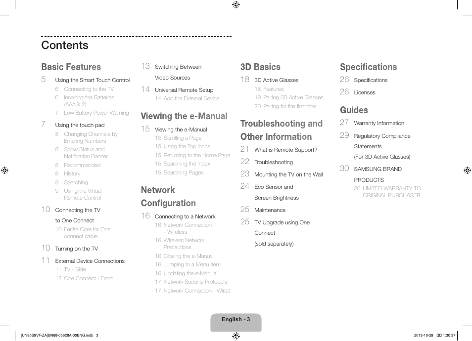 Samsung UN85S9VFXZA User Manual | Page 3 / 30