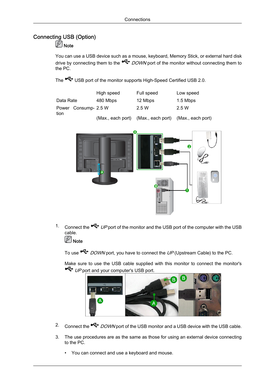 Connecting usb (option) | Samsung LS24KIQKFV-XAA User Manual | Page 26 / 96