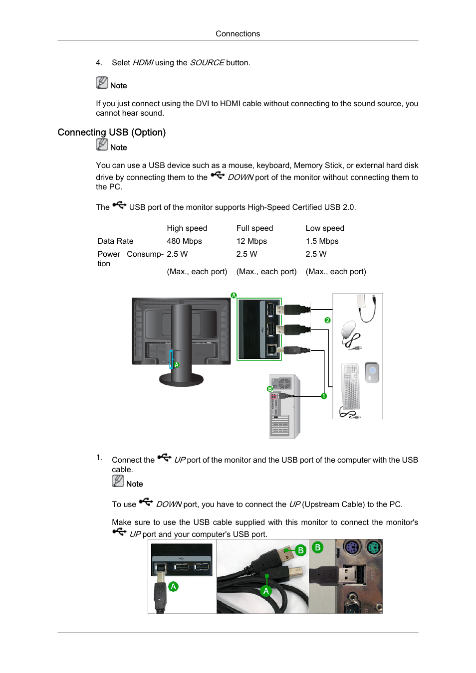 Connecting usb (option) | Samsung LS24KIQKFV-XAA User Manual | Page 33 / 96