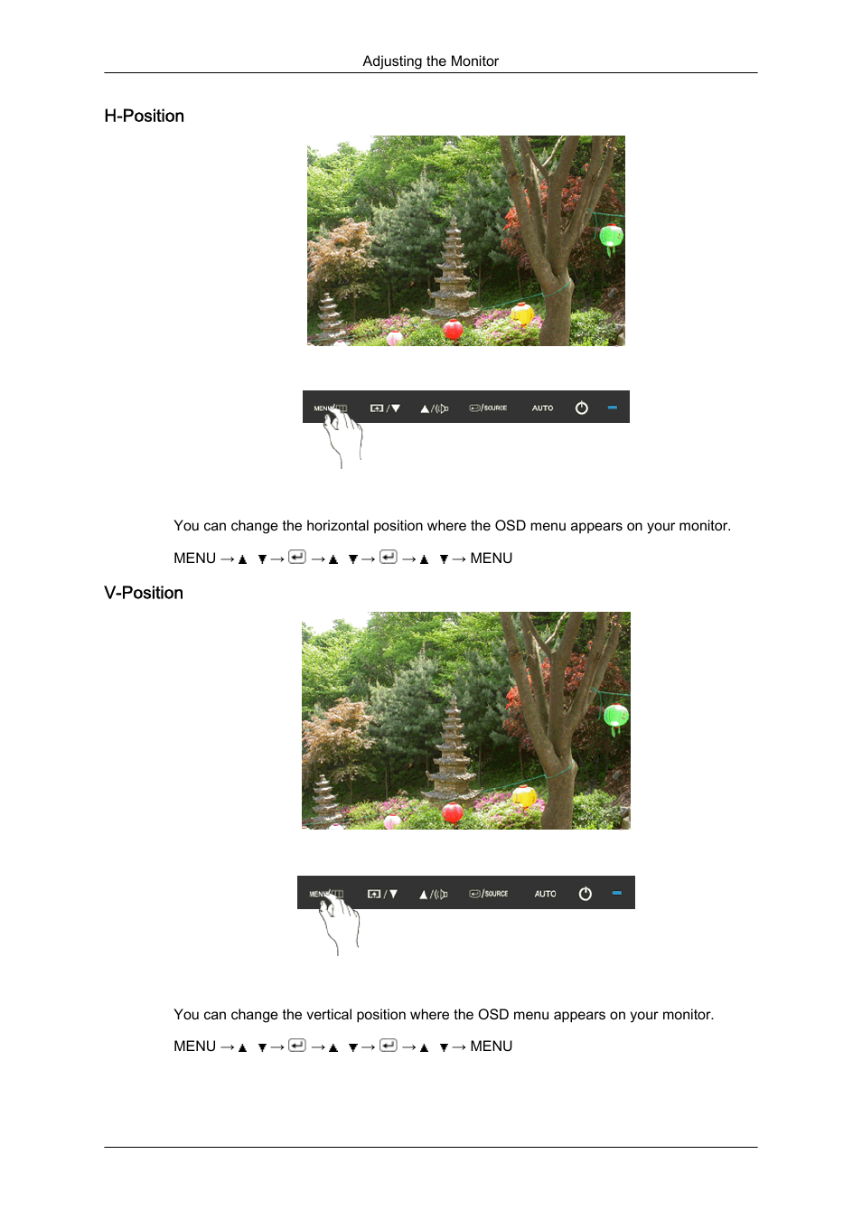 H-position, V-position | Samsung LS24KIQKFV-XAA User Manual | Page 67 / 96