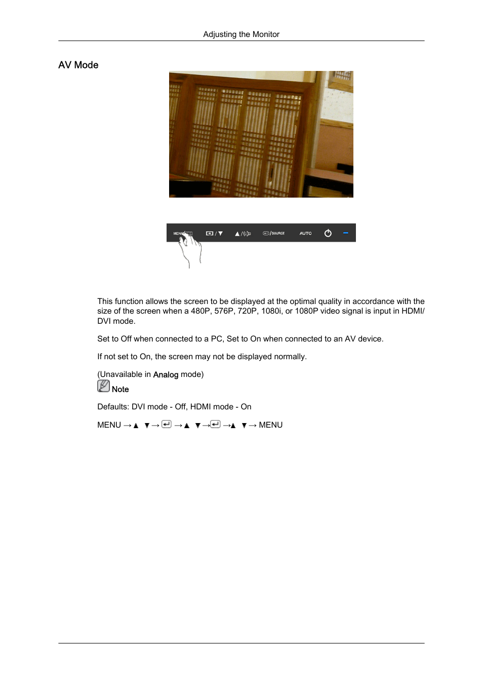 Av mode | Samsung LS24KIQKFV-XAA User Manual | Page 73 / 96