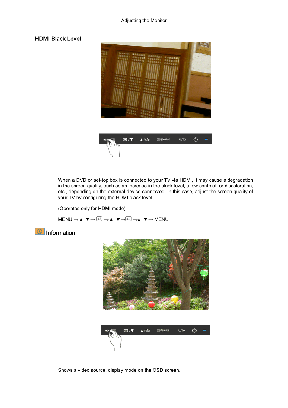 Hdmi black level, Information | Samsung LS24KIQKFV-XAA User Manual | Page 74 / 96