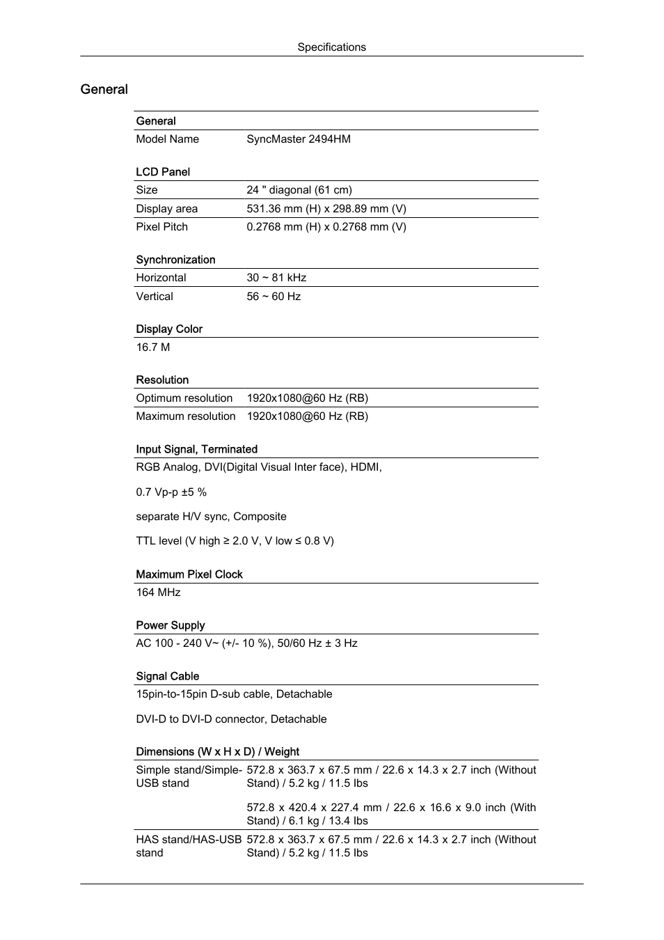 General | Samsung LS24KIQKFV-XAA User Manual | Page 85 / 96