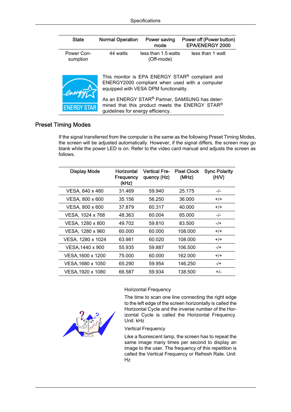 Preset timing modes | Samsung LS24KIQKFV-XAA User Manual | Page 87 / 96