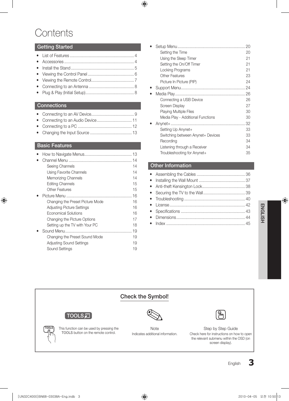 Samsung UN32C4000PDXZA User Manual | Page 3 / 46