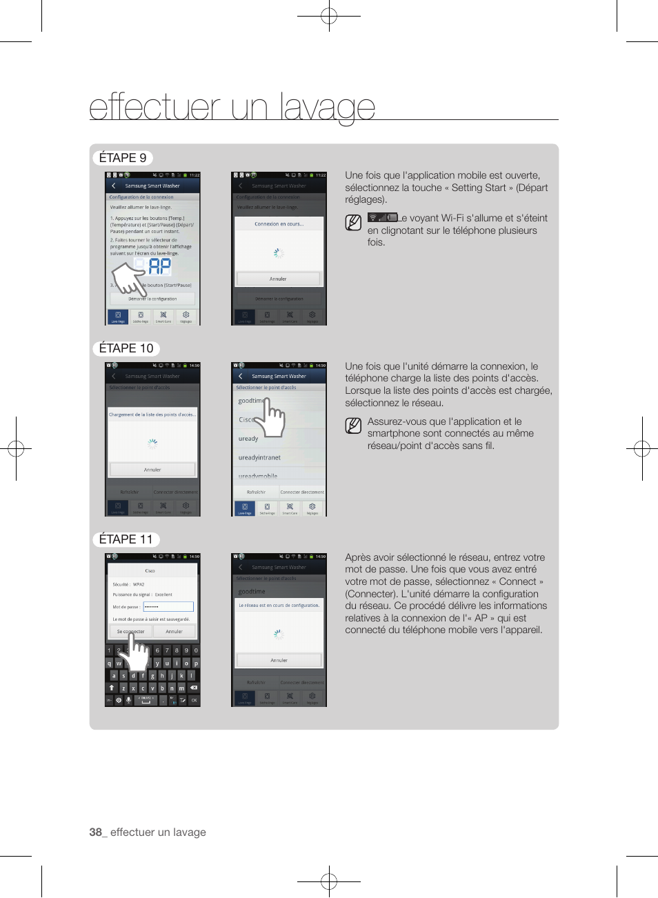 Effectuer un lavage | Samsung WF455ARGSGR-AA User Manual | Page 130 / 276