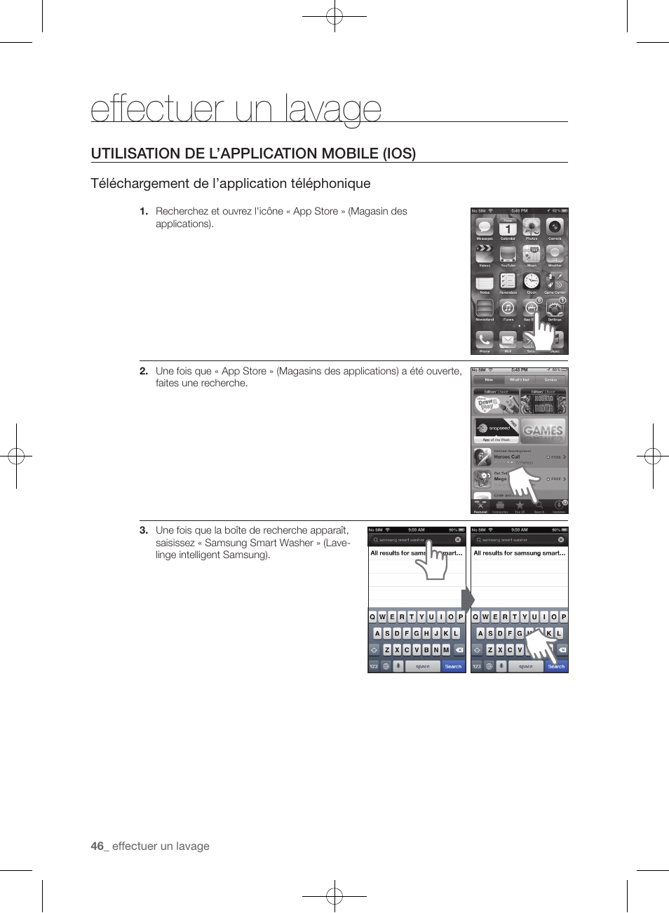 Effectuer un lavage, Utilisation de l’application mobile (ios) | Samsung WF455ARGSGR-AA User Manual | Page 138 / 276