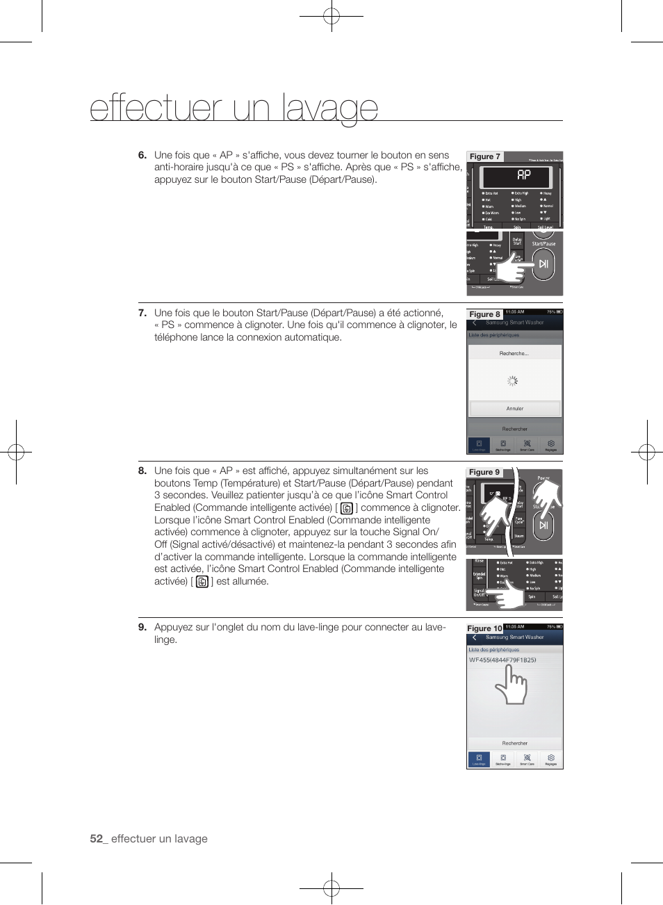 Effectuer un lavage | Samsung WF455ARGSGR-AA User Manual | Page 144 / 276