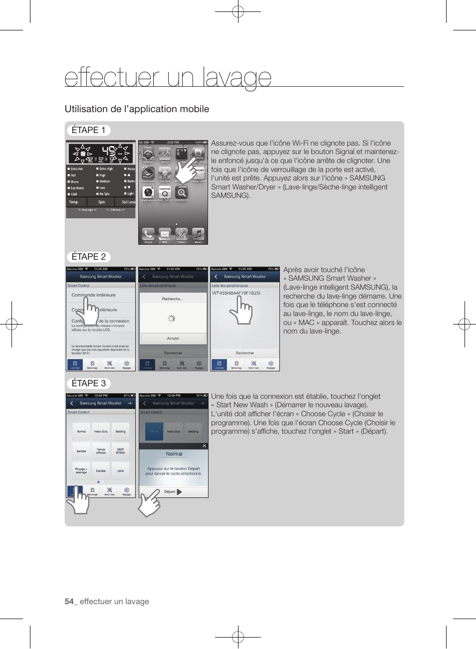 Effectuer un lavage | Samsung WF455ARGSGR-AA User Manual | Page 146 / 276