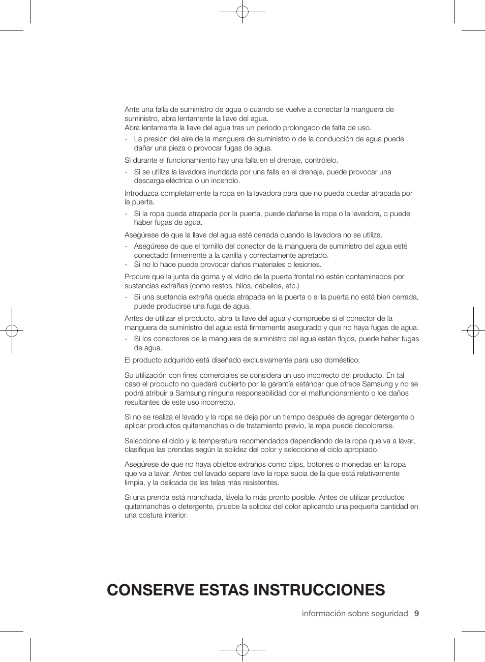 Conserve estas instrucciones | Samsung WF455ARGSGR-AA User Manual | Page 193 / 276